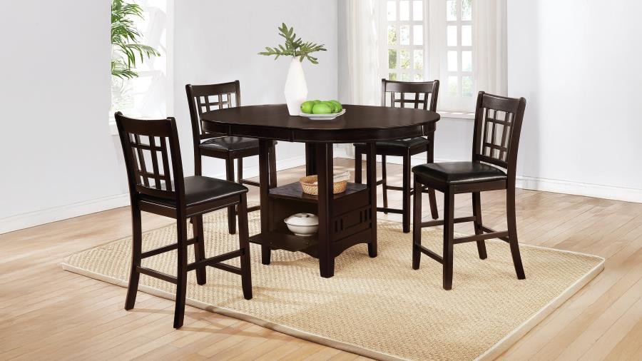 Lavon Oval Counter Height Extension Dining Table with 4 Dining Chair Black and Espresso