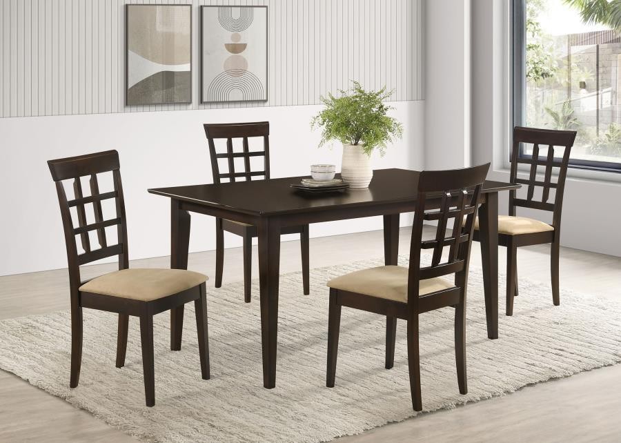 Gabriel Rectangular Table with 4 Lattice-Back Chairs Cappuccino