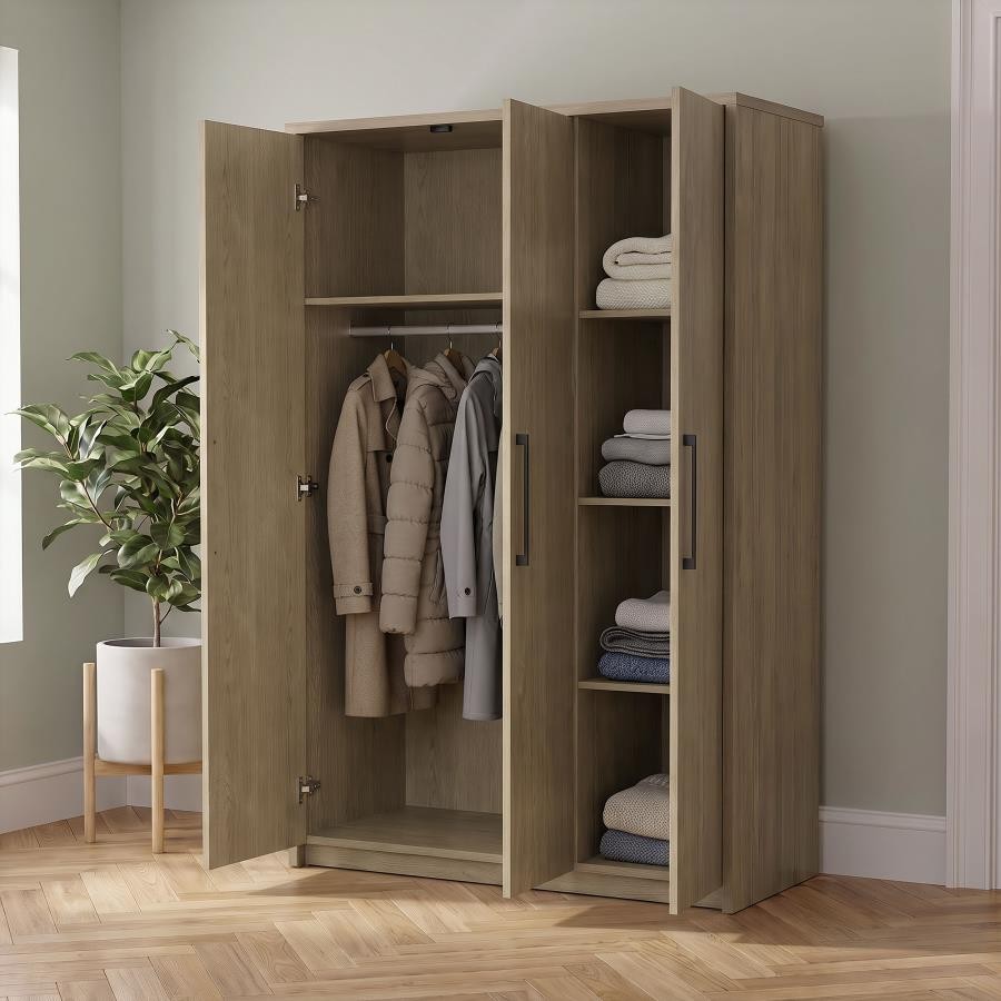 Canova 3-door Bedroom Wardrobe Storage Cabinet Armoire Latte