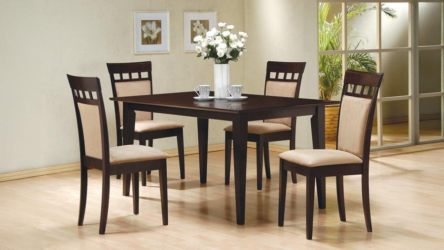 Gabriel Rectangular Table with 4 Upholstered-Back Chairs Cappuccino