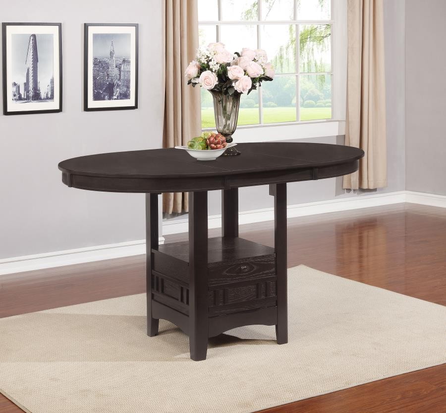 Lavon Oval 60-inch Counter Height Extension Dining Table Espresso