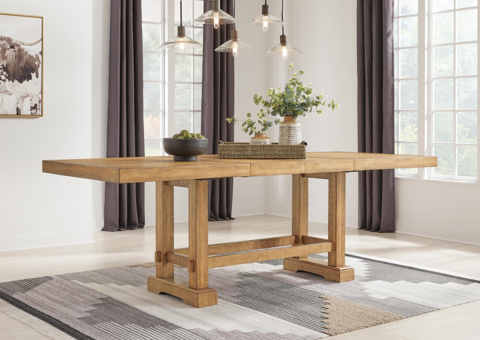 Havonplane Counter Height Dining Table and 2 Barstools and Bench