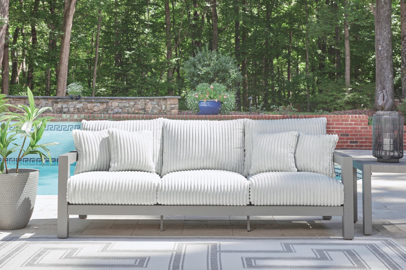 Hurley Park Outdoor Sofa and Loveseat with Coffee Table