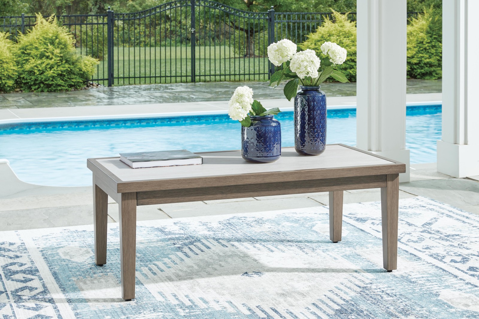 Rainier Ranch Outdoor Loveseat and 2 Chairs with Coffee Table