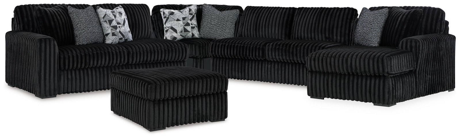 Midnight-Madness 4-Piece Sectional and Oversized Accent Ottoman