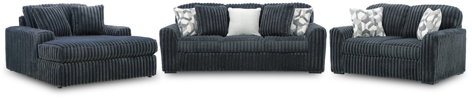 Midnight-Madness Sofa, Loveseat and Oversized Chaise