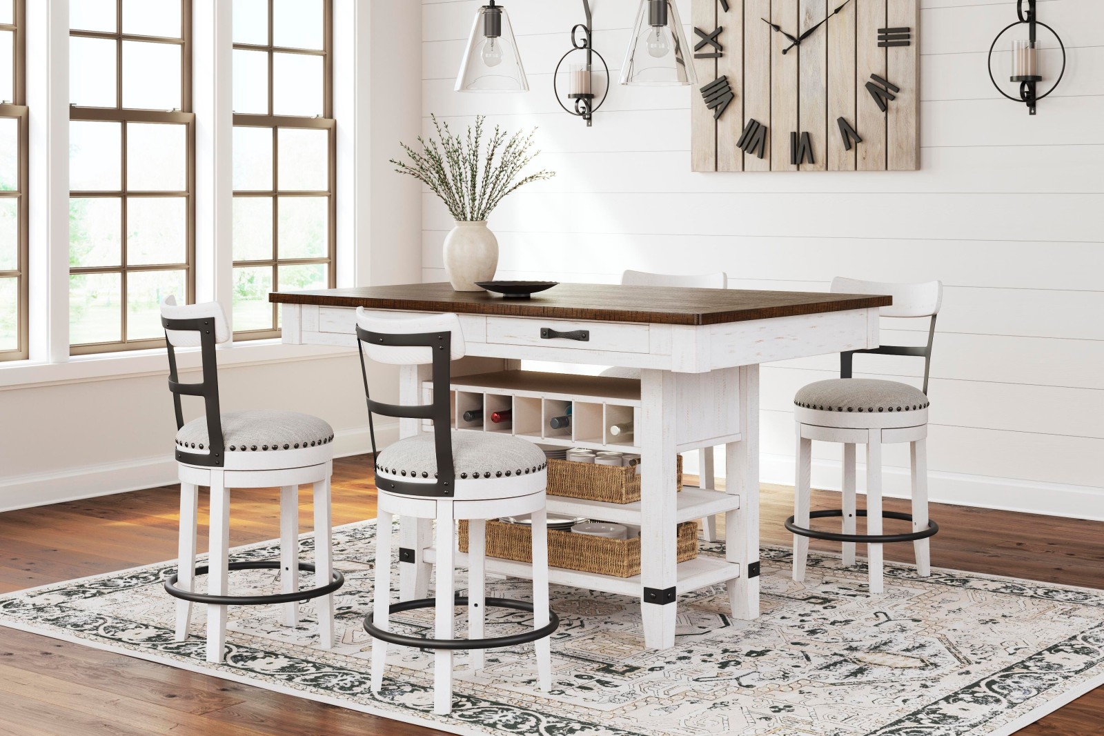 Valebeck Counter Height Dining Table and 4 Barstools