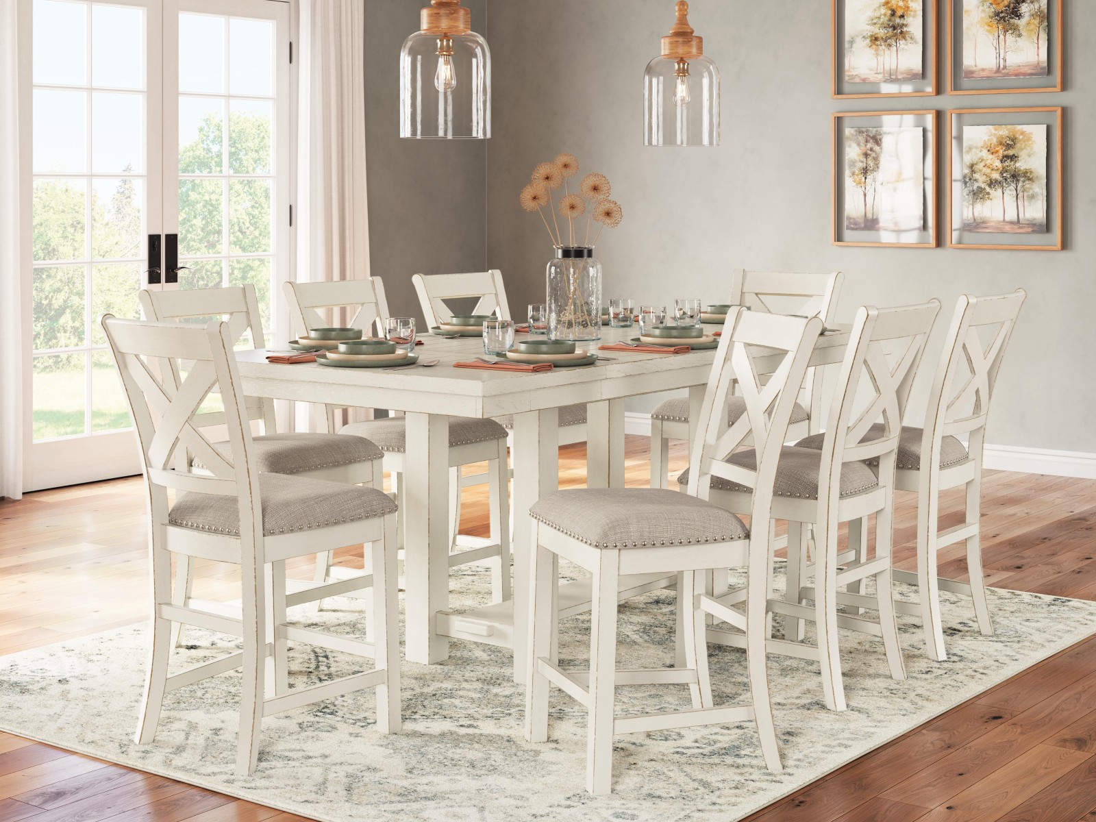 Robbinsdale Counter Height Table and 8 Barstools