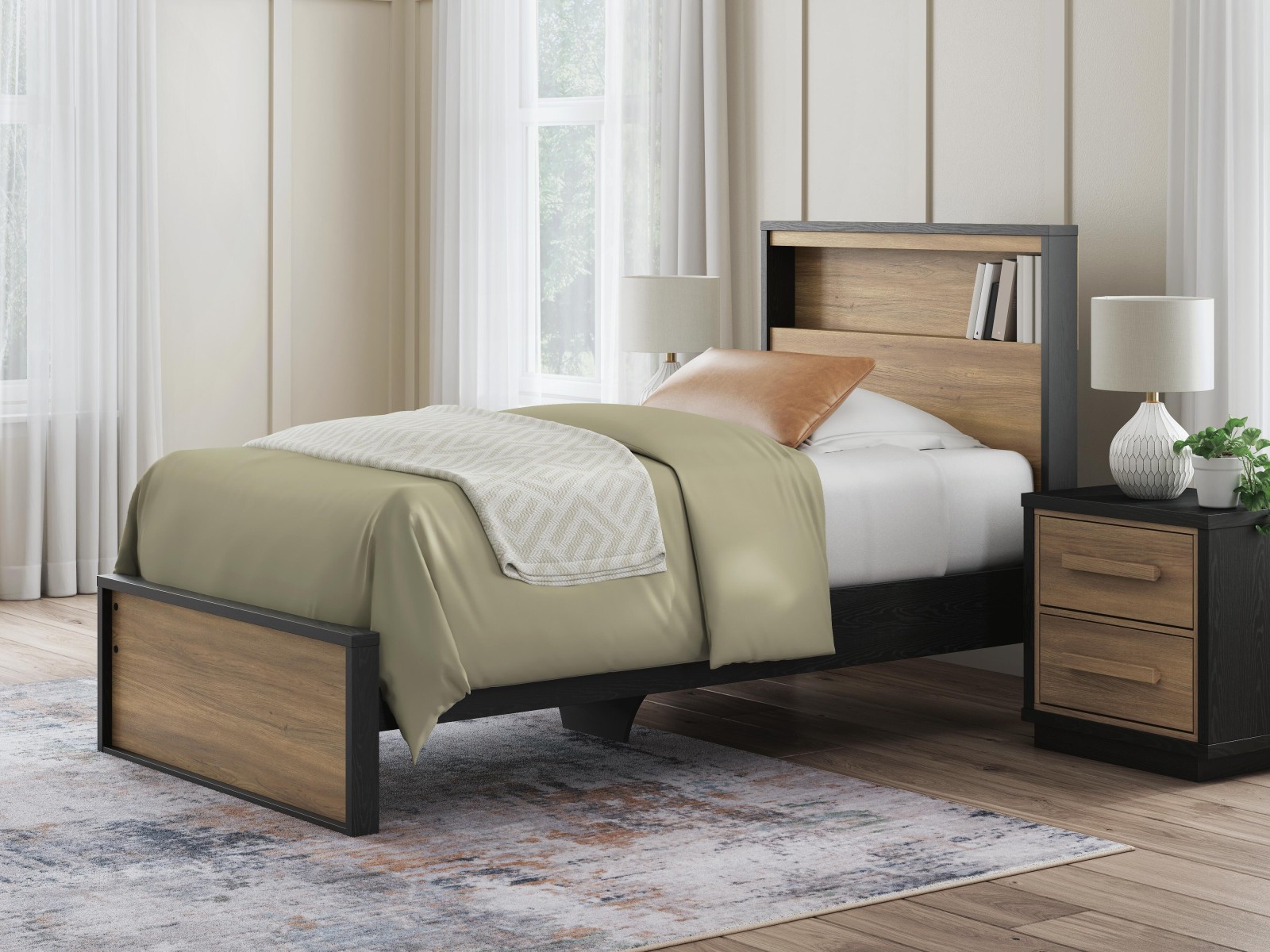 Kozmour Twin Bookcase Complete Bed Frame