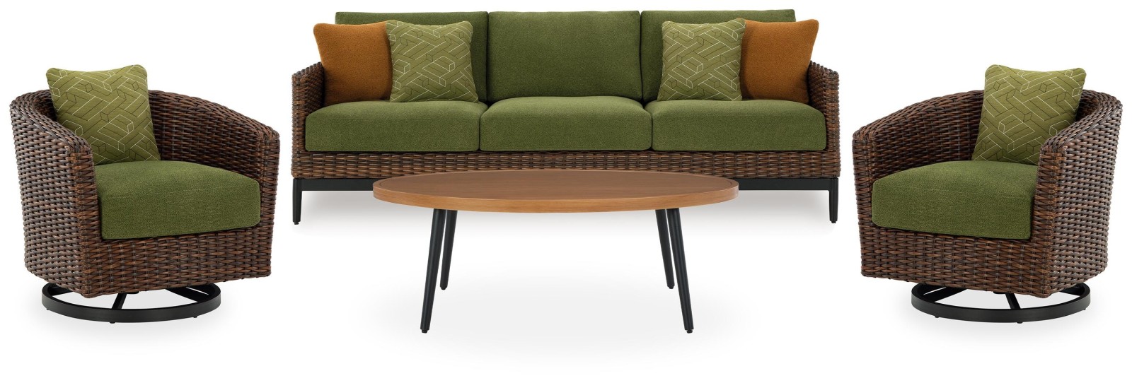 Horizon Hall Outdoor Sofa, 2 Lounge Chairs, Ottoman and Coffee Table
