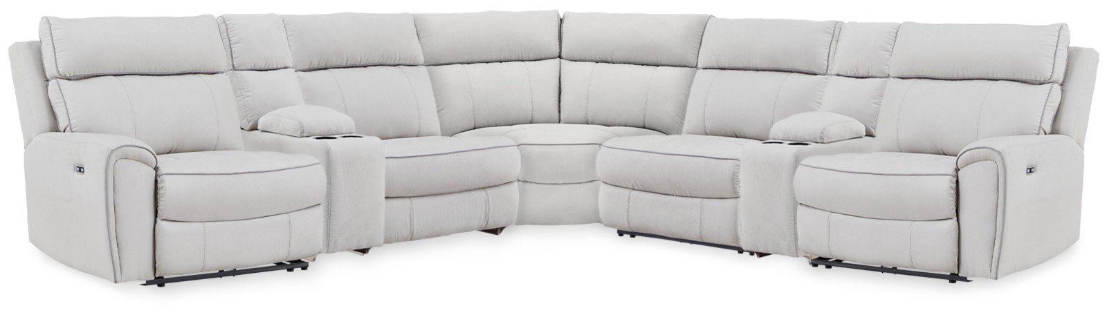 Social Pointe 7-Piece Reclining Sectional with Storage Consoles