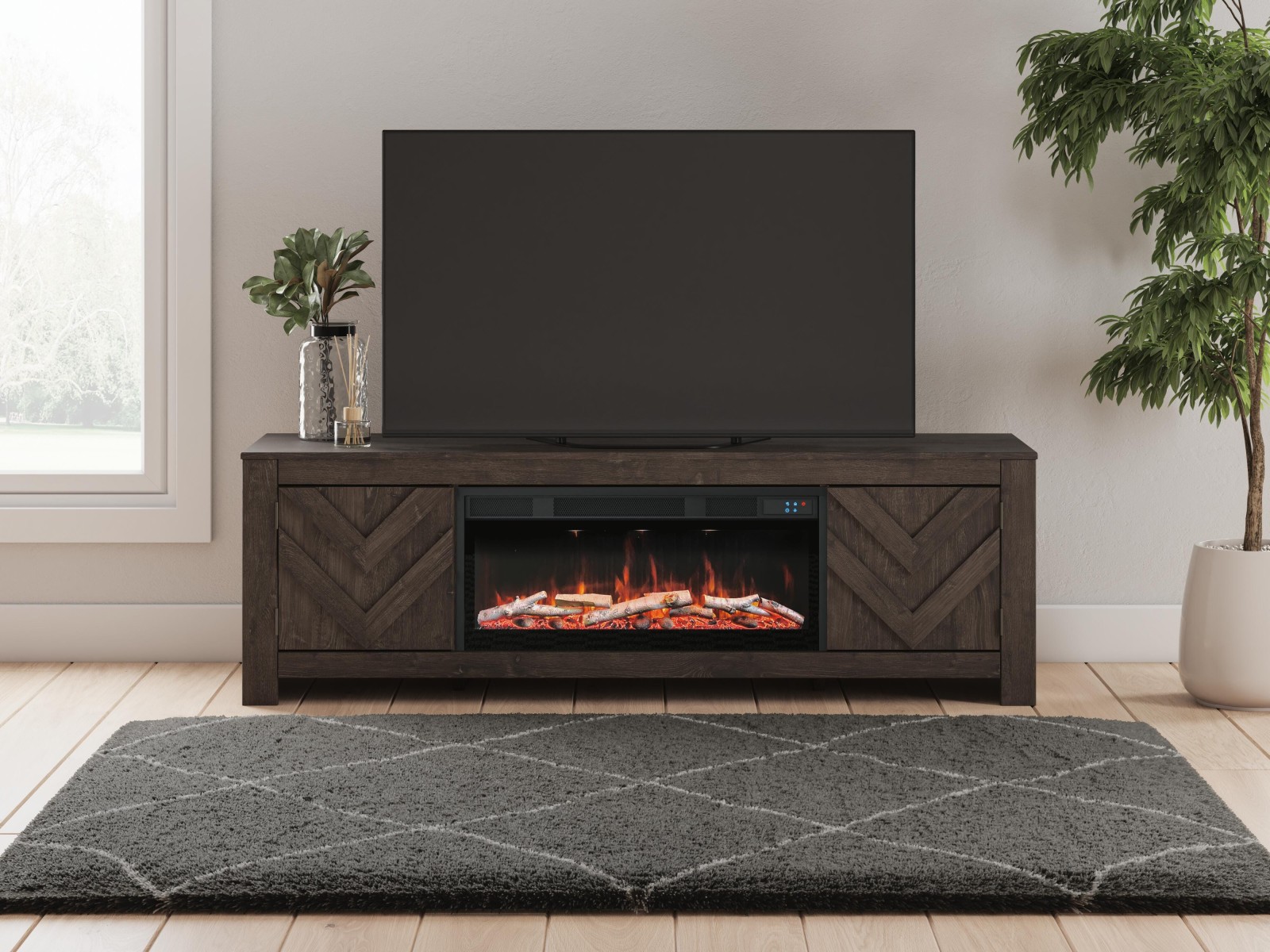 Cayboni 71" TV Stand with Electric Fireplace